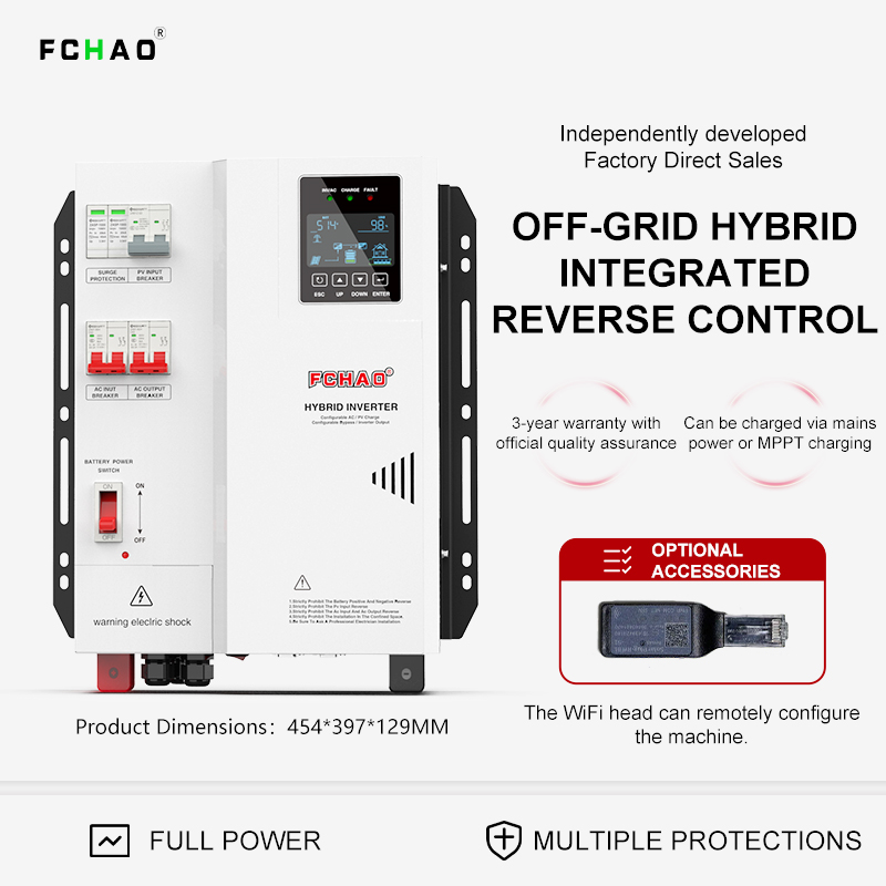 Hybrid Solar Inverter 5.5Kw Mppt 48V - อินเวอร์เตอร์ไฮบริดพลังงานแสงอาทิตย์ Fchao 3KW 4KW 5.5KW พร้อมระบบตรวจสอบผ่าน