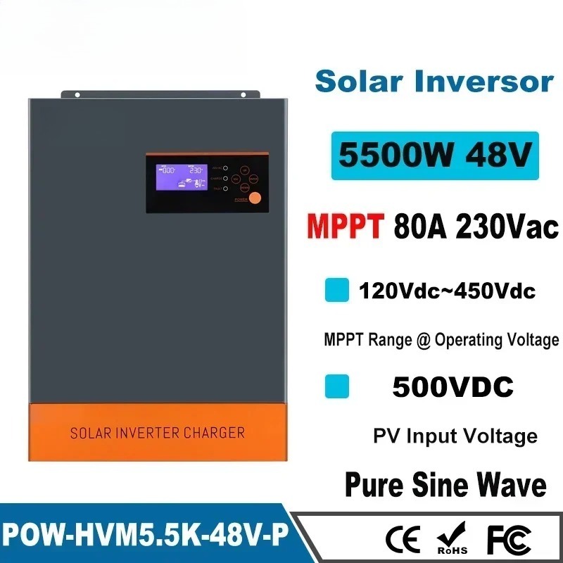 อินเวอร์เตอร์พลังงานแสงอาทิตย์ - Hybrid Solar Inverter 5.5Kw Mppt 48V บทวิจารณ์และราคา