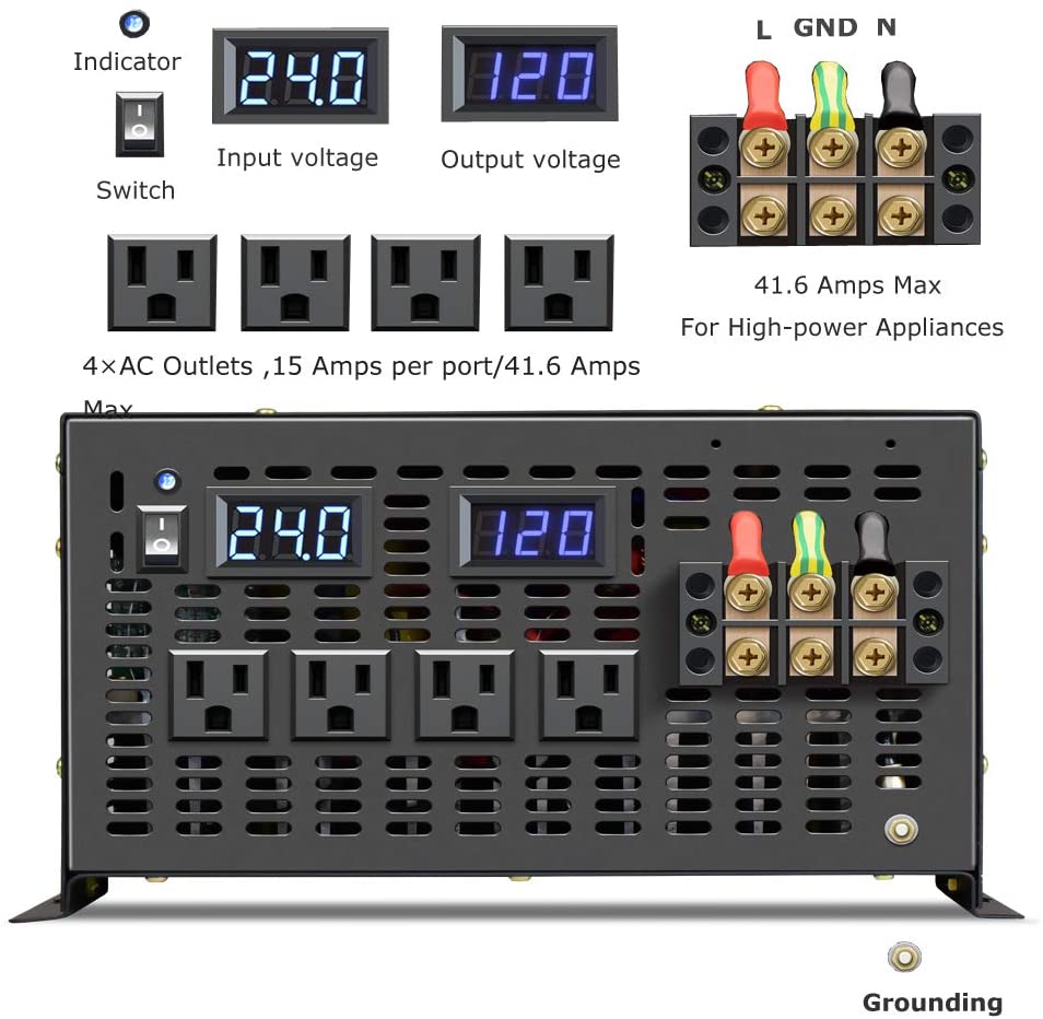 อินเวอร์เตอร์พลังงานแสงอาทิตย์ - Pure Sine Wave Inverter 5000W 48V 220V บทวิจารณ์และราคา