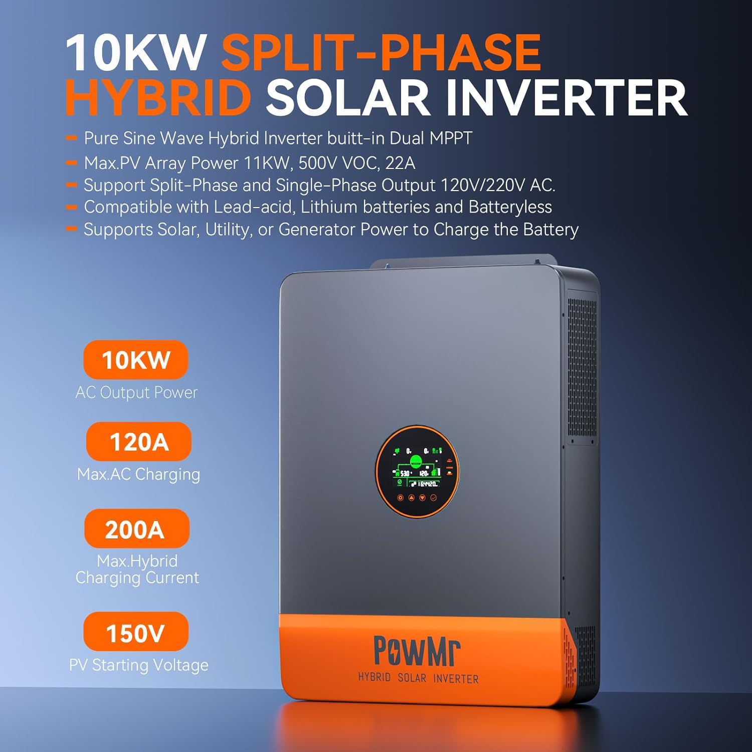 PowMr อินเวอร์เตอร์แบบแยกเฟส 1 - Split Phase Inverter 10Kw 110V 220V บทวิจารณ์และราคา