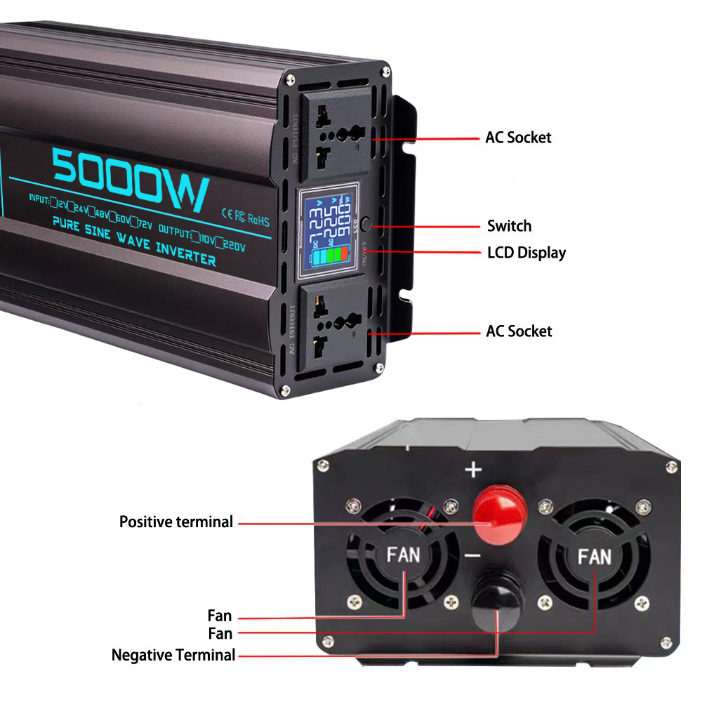 อินเวอร์เตอร์คลื่นไซน์บริสุทธิ - Pure Sine Wave Inverter 5000W 48V 220V บทวิจารณ์และราคา